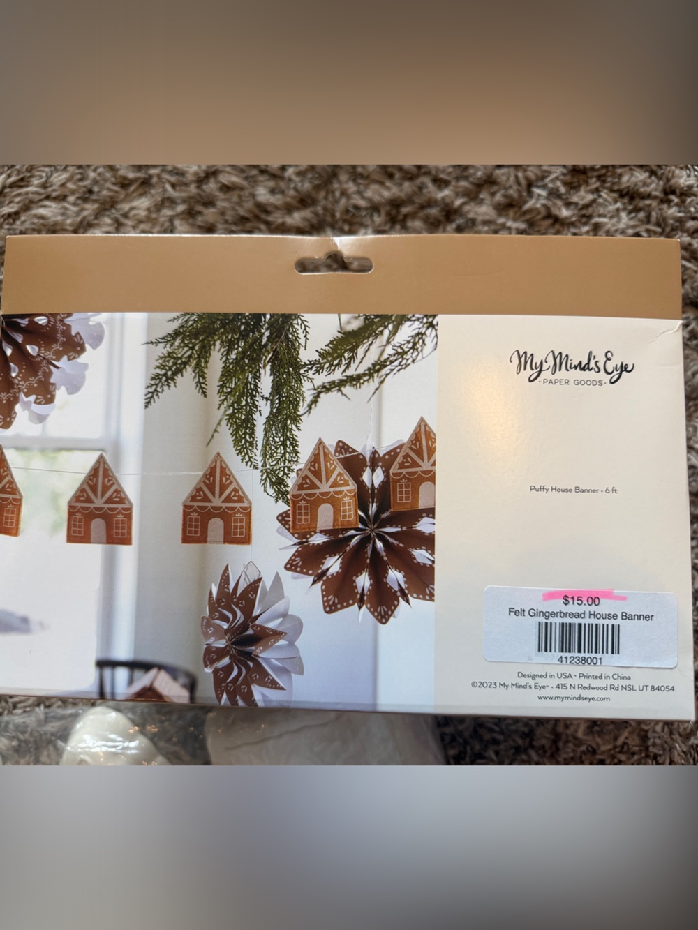 Gingerbread House Felt Banner (qty 2) & Gingerbread Decor - Brown Cream - Picture 7 of 9